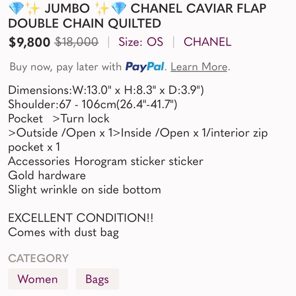πβ¨ JUMBO β¨π CHANEL CAVIAR FLAP BAG - Picture 12 of 12
